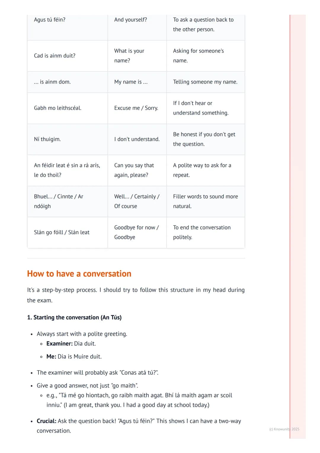 # Ag Déanamh Comhrá (Having a
Conversation)

Introduction to conversations

This is for the oral exam, the 'caint. It's about more than just