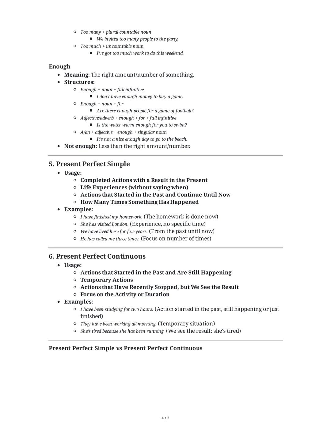 TEENS 1 - B1 - UNITS 1, 2 and 3 Midterm Exam Review
1. Present Simple, Present Continuous, and Stative Verbs
Present Simple
Usage:
• Facts: 
