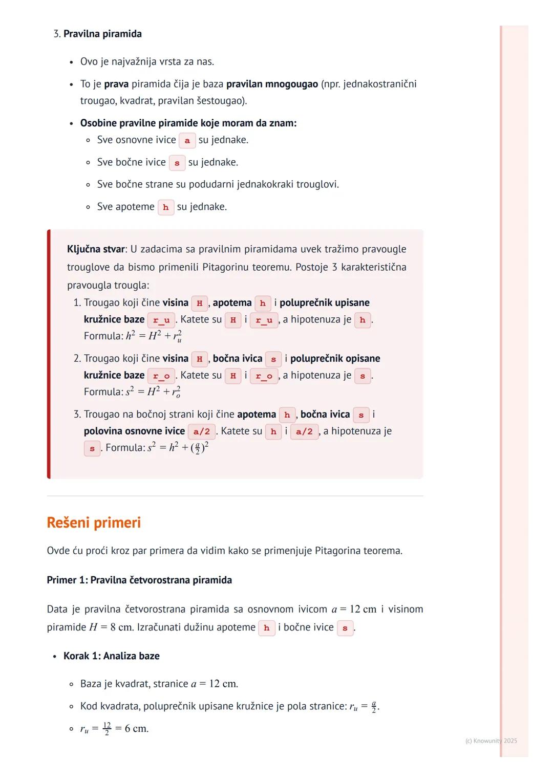 # Piramida

Šta je piramida?

Piramida je geometrijsko telo, tj. poliedar, ograničen jednim mnogouglom (koji se
zove baza ili osnova) i trou
