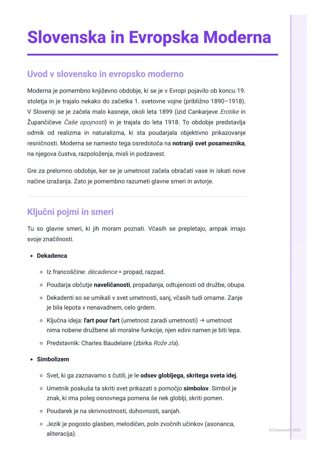 # Slovenska in Evropska Moderna

Uvod v slovensko in evropsko moderno

Moderna je pomembno književno obdobje, ki se je v Evropi pojavilo ob 