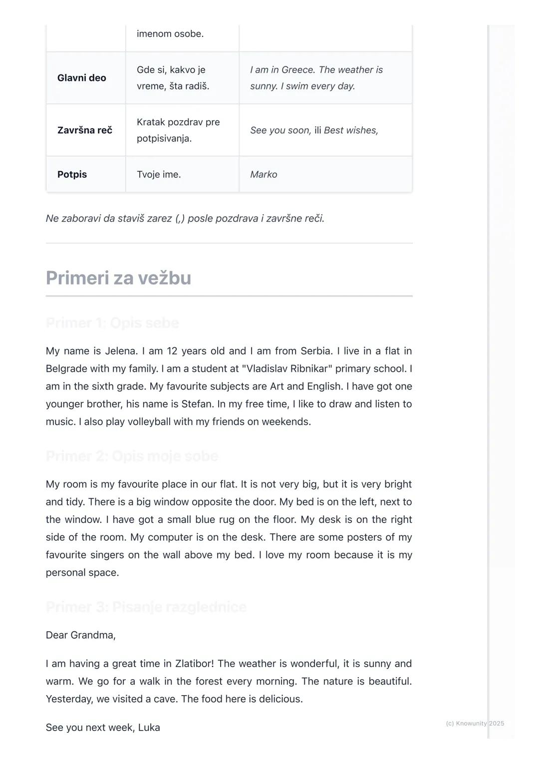 # Pisanje kratkih tekstova

Uvod u pisanje kratkih tekstova

Ovde učimo kako da koristimo reči i gramatiku koje smo naučili da bismo
napisal