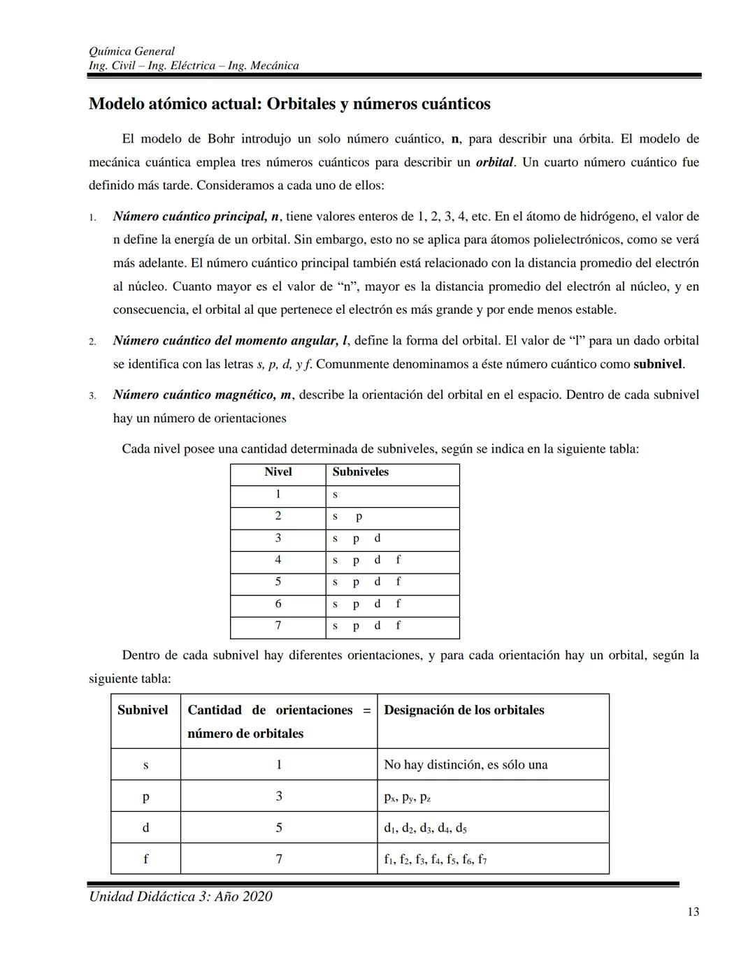 Química General
Ing. Civil - Ing. Eléctrica - Ing. Mecánica
UNIDAD DIDACTICA 3: ESTRUCTURA DE LA MATERIA
Contenidos conceptuales: Materia y 