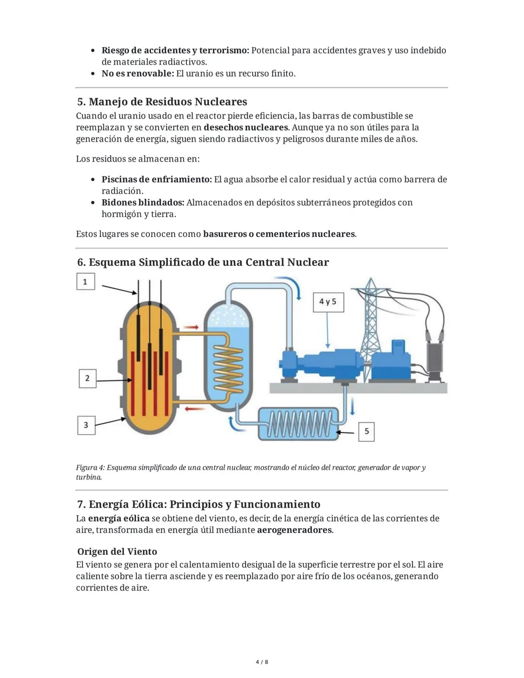 # Centrales Nucleares y Energía Eólica

## 1. Central Nuclear: Conceptos Fundamentales

Una central nuclear (también llamada atómica o nucle