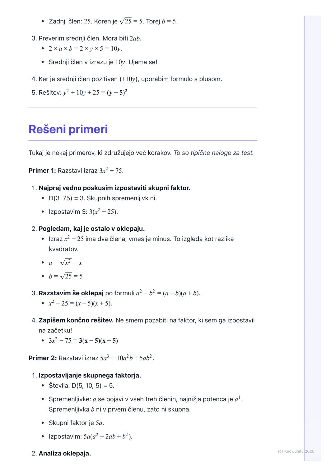 # Razstavljanje izrazov

Kaj je razstavljanje izrazov?

Razstavljanje (ali faktorizacija) algebrskih izrazov je postopek, pri katerem
vsoto 