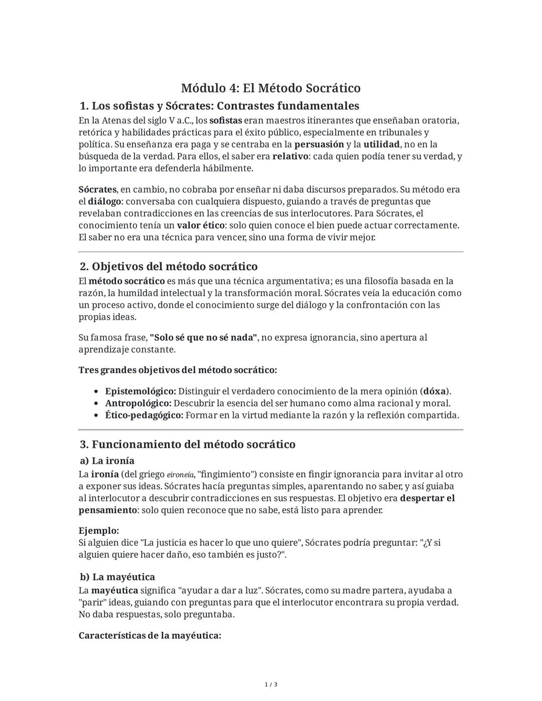 # Módulo 4: El Método Socrático

## 1. Los sofistas y Sócrates: Contrastes fundamentales

En la Atenas del siglo V a.C., los sofistas eran m