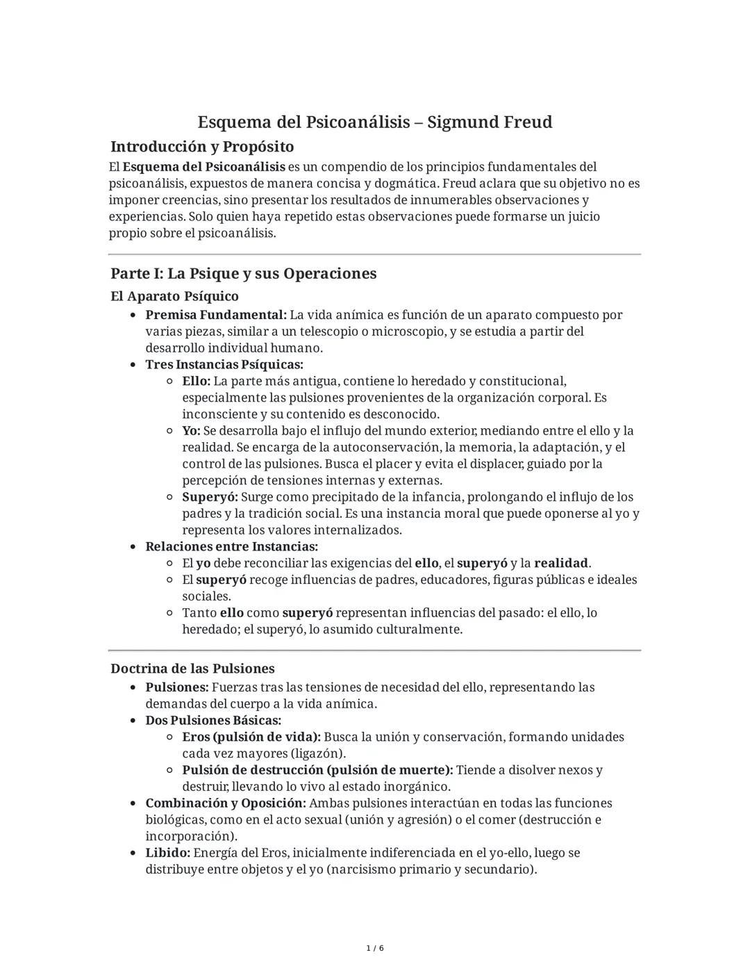 Esquema del Psicoanálisis de Freud