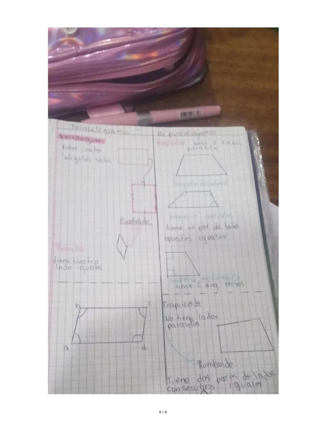 Propiedades y Clasificación de los Paralelogramos y Otros
Cuadriláteros
1. Propiedades de los Lados en Paralelogramos
Un paralelogramo es un