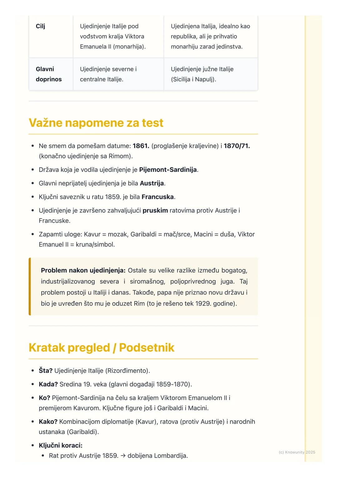 # Ujedinjenje Italije

Uvod: Italija pre ujedinjenja

Posle Bečkog kongresa 1815. godine, Italija nije bila jedinstvena država. Bila je
pode
