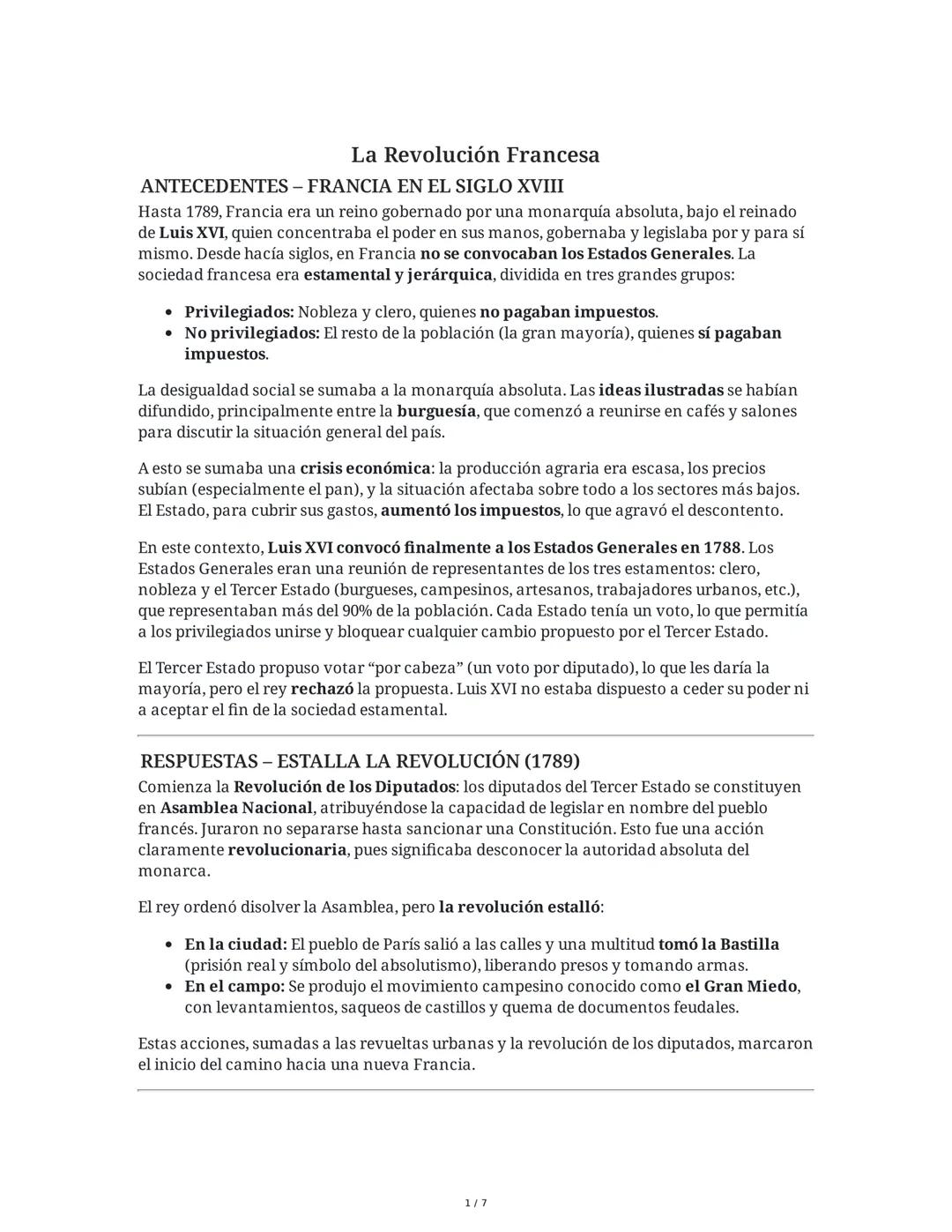 La Revolución Francesa
ANTECEDENTES - FRANCIA EN EL SIGLO XVIII
Hasta 1789, Francia era un reino gobernado por una monarquía absoluta, bajo 