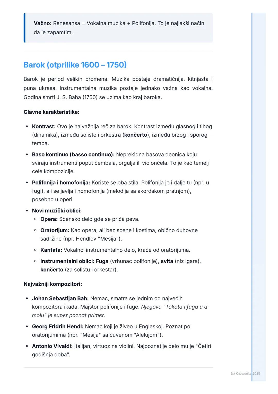 # Ponovimo: Renesansa, Barok,
# Klasicizam, Romantizam

## Pregled muzičkih epoha

Ovo je podsetnik za glavne muzičke epohe koje smo učili, 