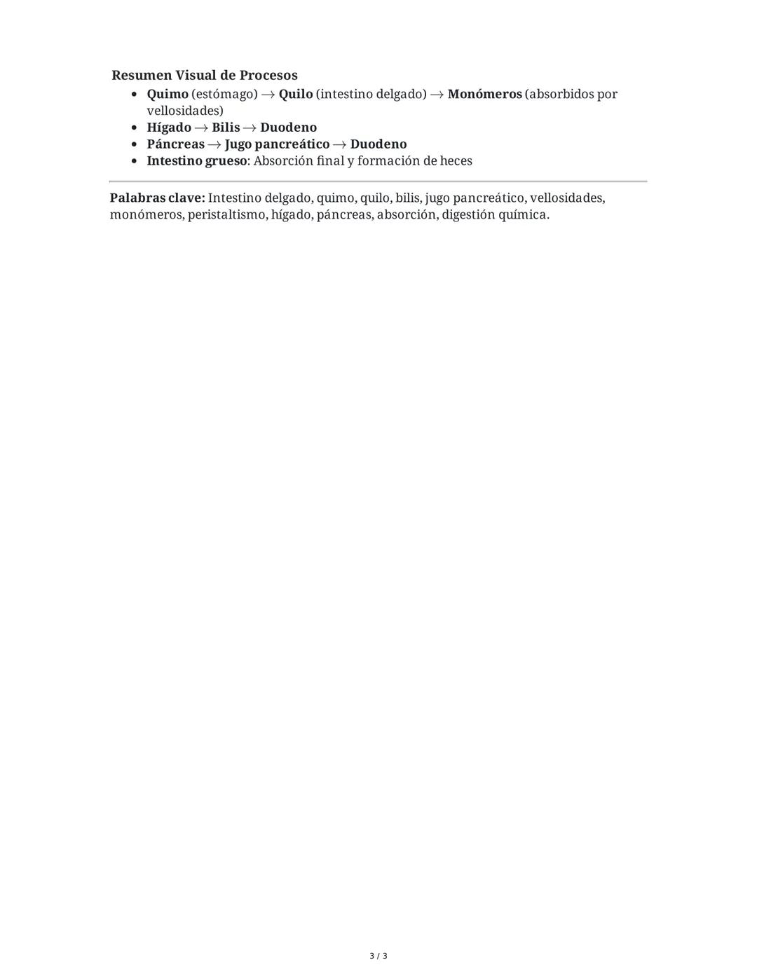 # Digestión Química y Absorción en el Intestino Delgado

## 1. Introducción al Intestino Delgado

El intestino delgado es un tubo muscular d