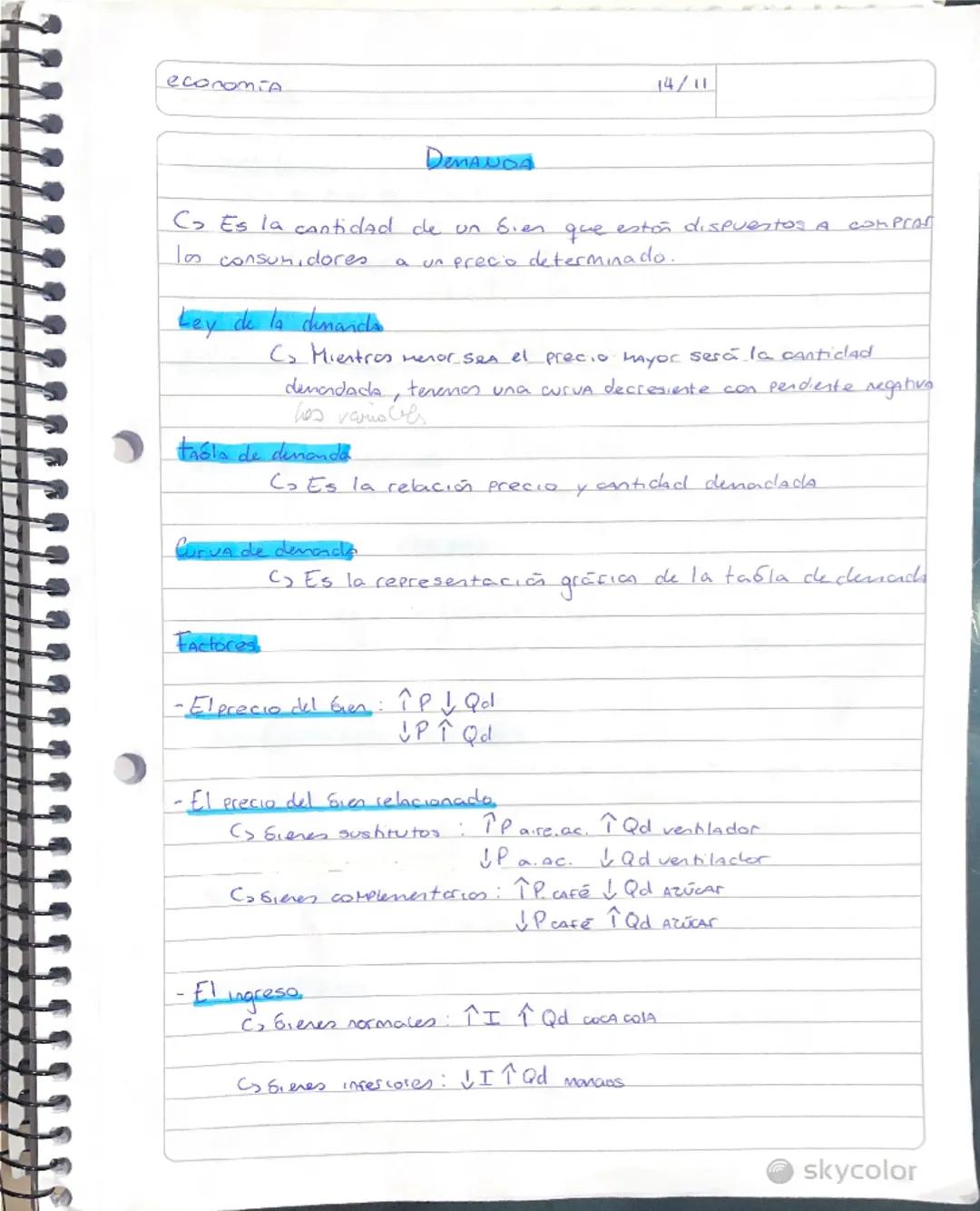 economiA

14/11

DEMANDA

C> Es la cantidad de un bien que eston dispuestos a COMPRAS
los consumidores a un precio determinado.

Ley de la d