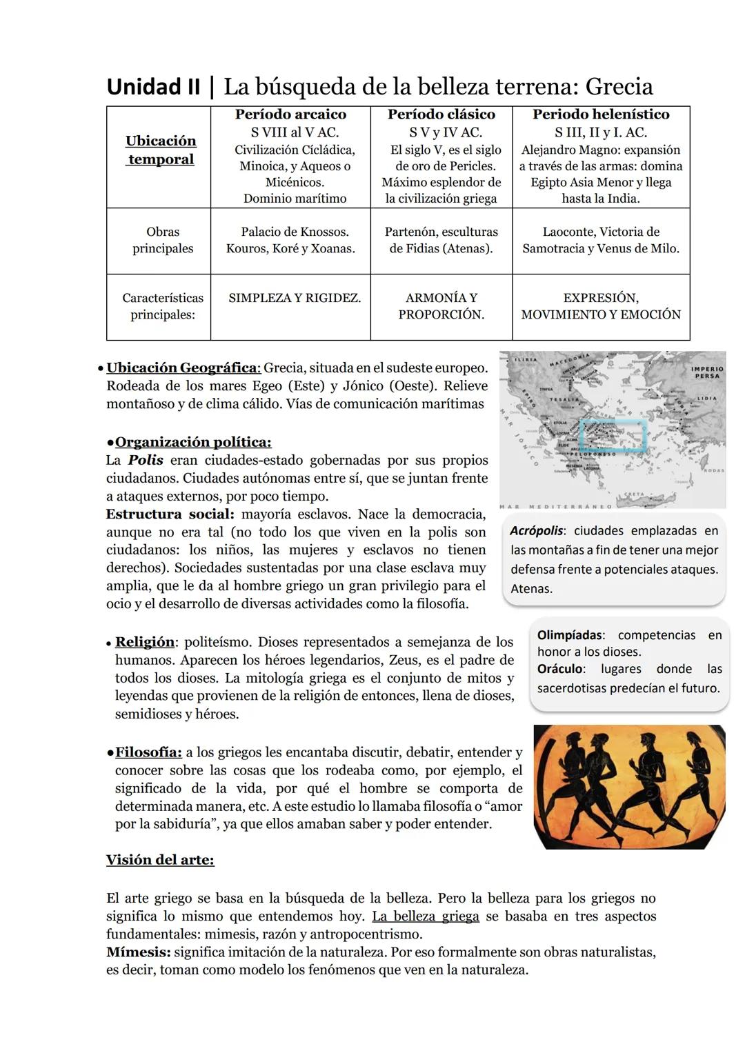 Unidad II | La búsqueda de la belleza terrena: Grecia

Ubicación
temporal
Período arcaico
S VIII al V AC.
Civilización Cícládica,
Minoica, y