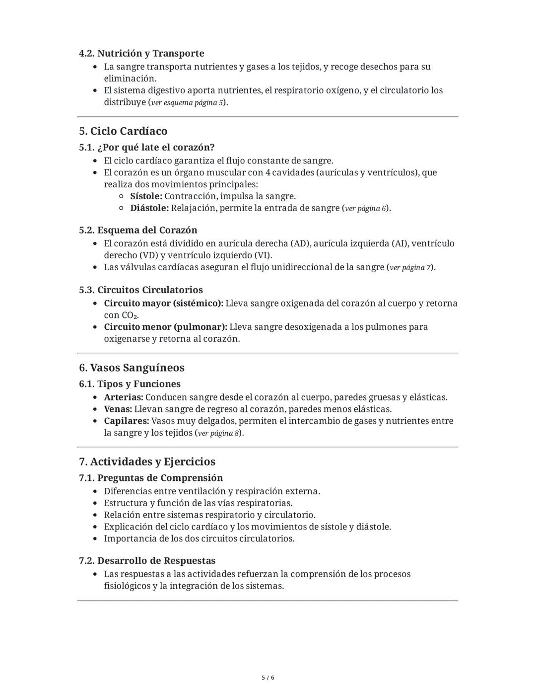 Resumen Completo: Sistema Respiratorio, Circulatorio y
Relacionados
Este resumen integra los contenidos de las 8 páginas del documento, que 