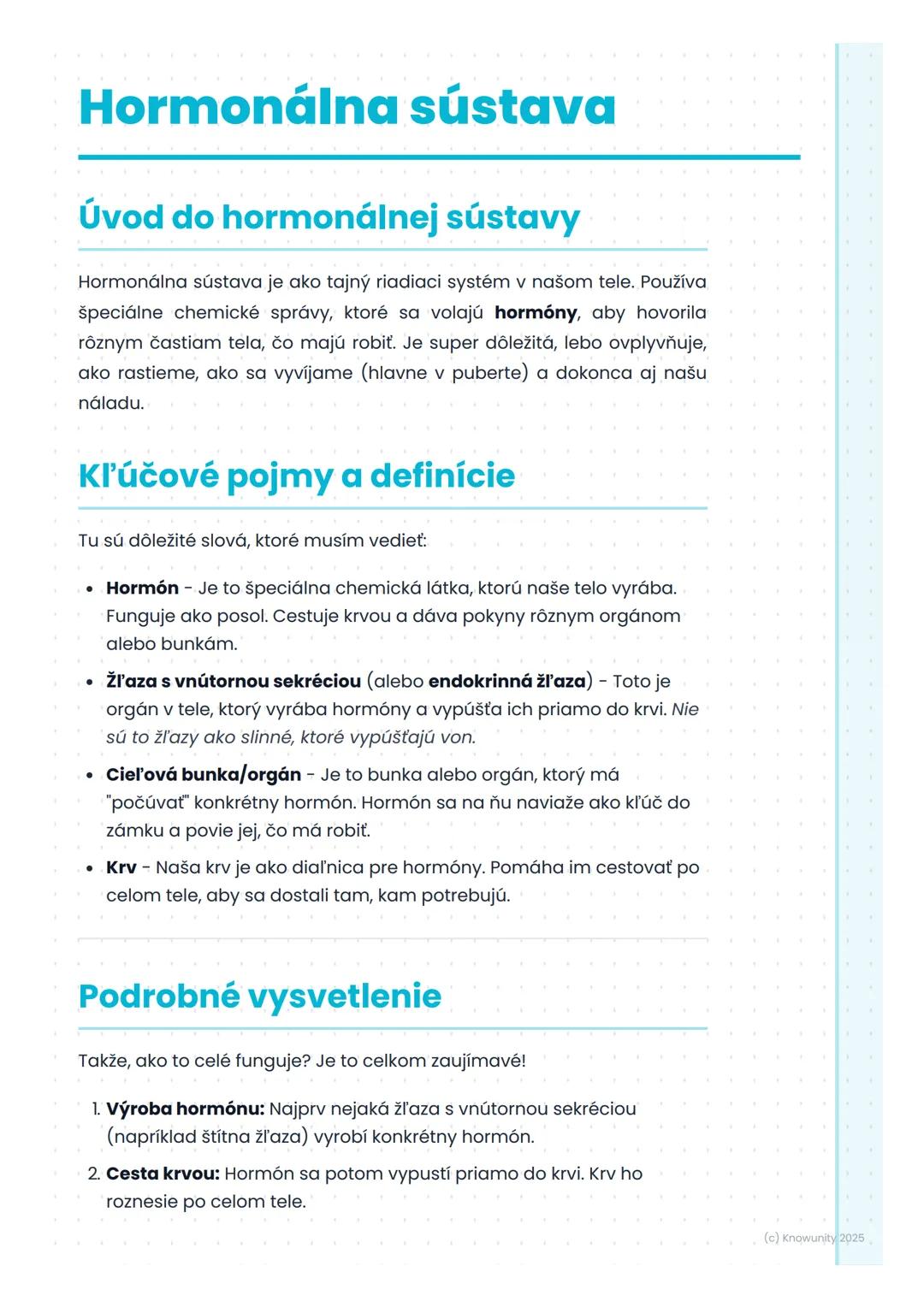 # Hormonálna sústava

## Úvod do hormonálnej sústavy

Hormonálna sústava je ako tajný riadiaci systém v našom tele. Používa
špeciálne chemic