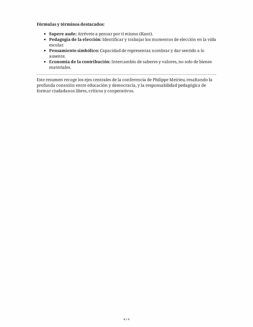 La opción de educar y la responsabilidad pedagógica - Philippe
Meirieu
Introducción: Democracia y Educación
Philippe Meirieu, en su conferen