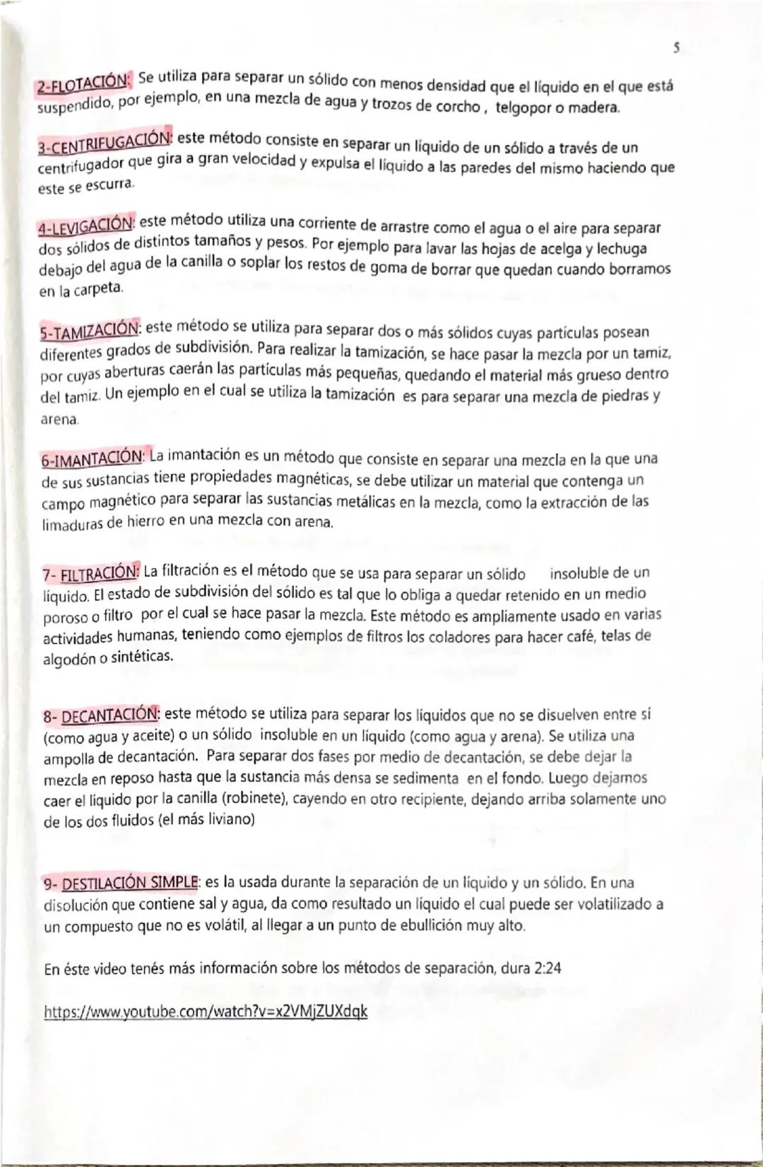 Métodos de separación de mezclas heterogéneas 