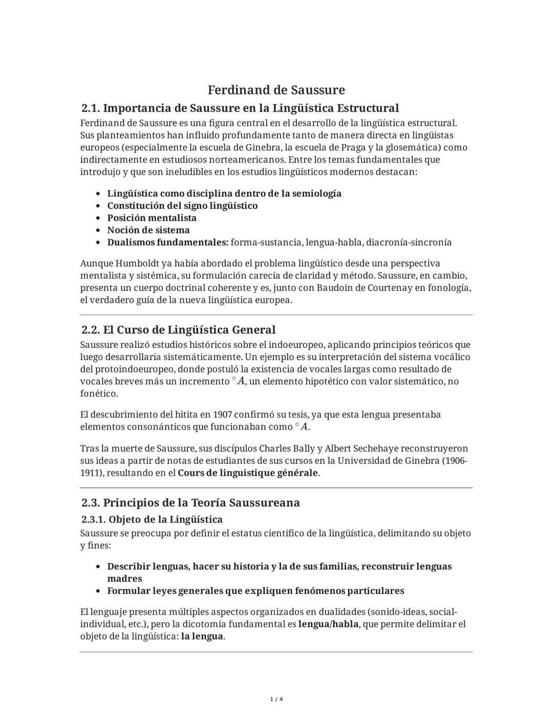 # Ferdinand de Saussure

## 2.1. Importancia de Saussure en la Lingüística Estructural
Ferdinand de Saussure es una figura central en el des