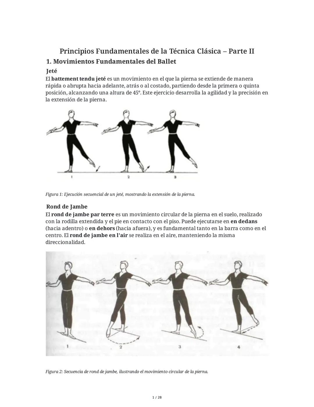 # Principios Fundamentales de la Técnica Clásica – Parte II

1. Movimientos Fundamentales del Ballet

## Jeté

El *battement tendu jeté* es 
