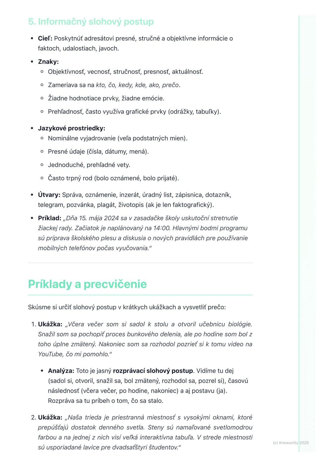 # Slohové postupy

Úvod / Prehľad

Dnes si preberieme slohové postupy, čo je podľa mňa dosť dôležitá téma, lebo
nám pomáha pochopiť, ako sú 