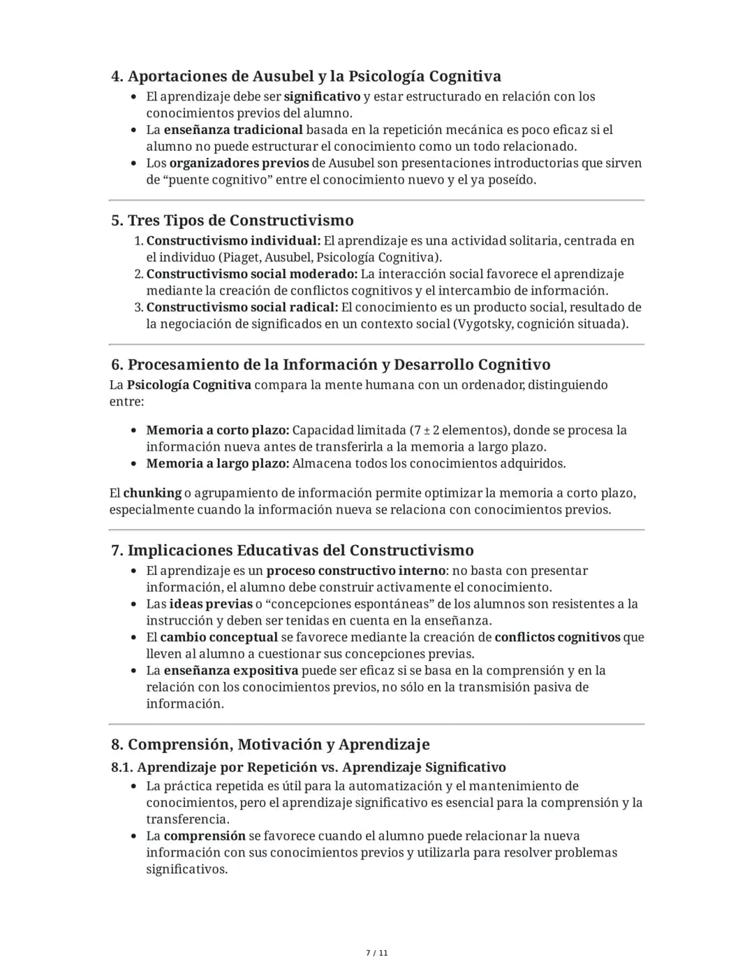 Teoría del Aprendizaje Significativo y Constructivismo
1. Introducción a la Teoría del Aprendizaje Significativo de Ausubel
La teoría del ap