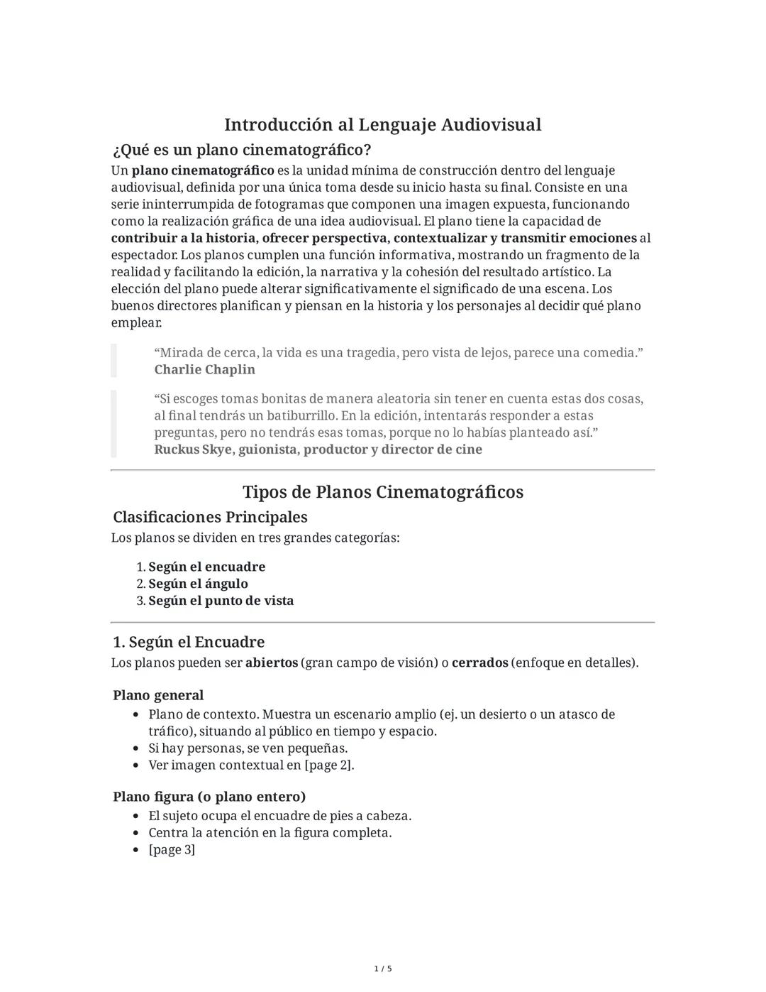 --- OCR Start ---
Introducción al Lenguaje Audiovisual
¿Qué es un plano cinematográfico?
Un plano cinematográfico es la unidad mínima de con