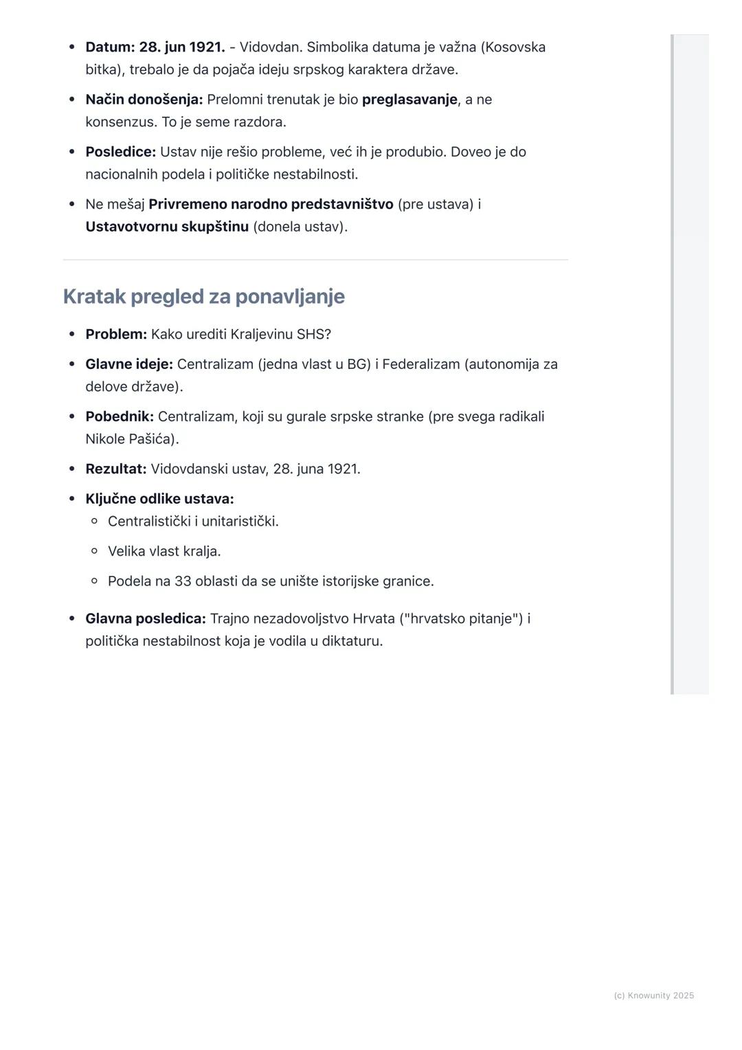 # Unutrašnja politika i
# Vidovdanski ustav

Uvod u unutrašnju politiku Kraljevine SHS

Nakon stvaranja Kraljevine Srba, Hrvata i Slovenaca 