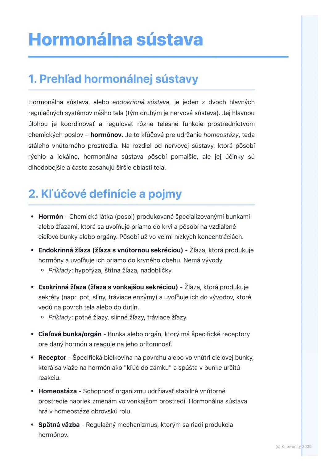 # Hormonálna sústava

1. Prehľad hormonálnej sústavy

Hormonálna sústava, alebo endokrinná sústava, je jeden z dvoch hlavných
regulačných sy