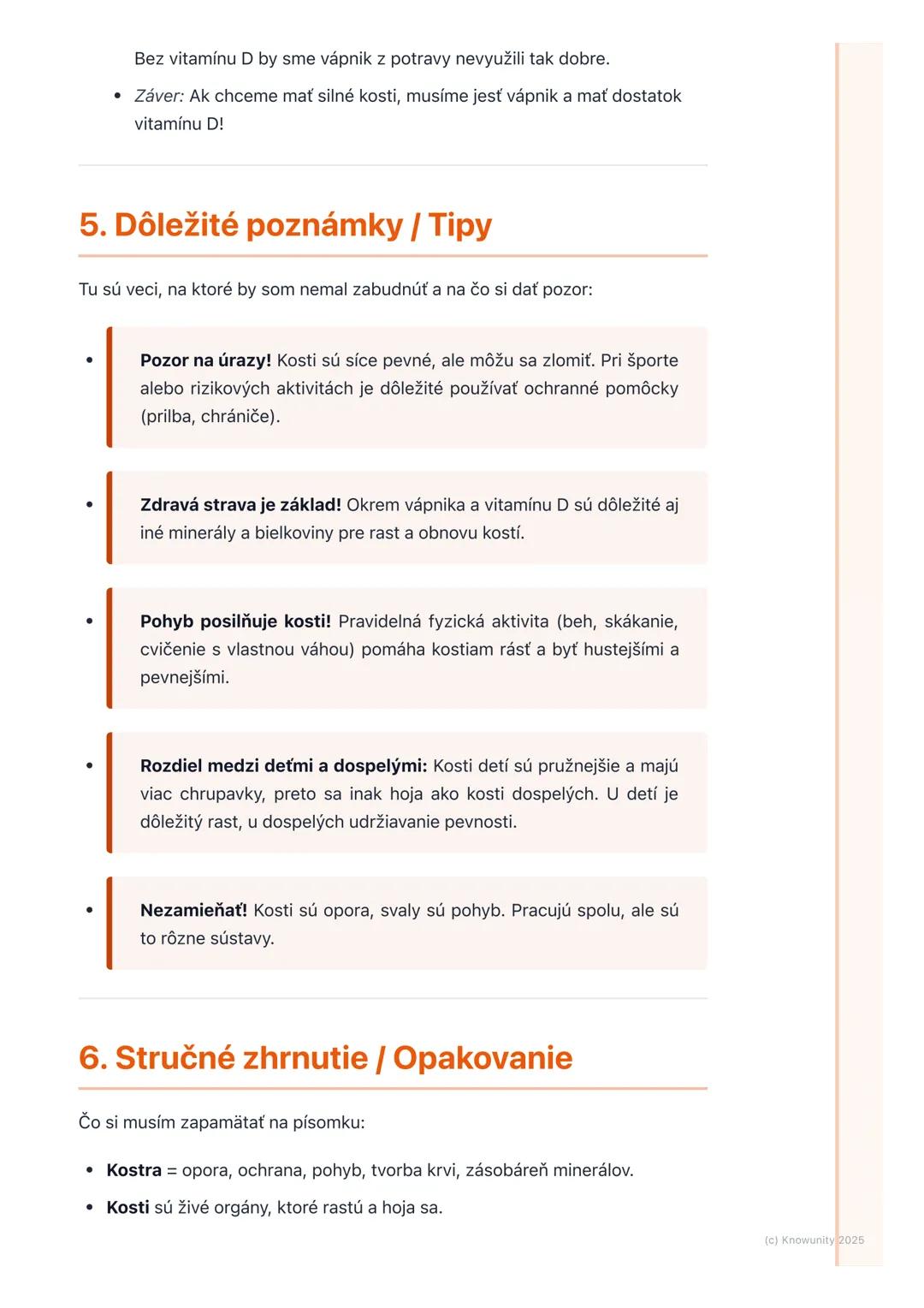 # Kosti a kostra

## 1. Prehľad kostí a kostry

Ahojte! Pripravujem si poznámky na písomku z biológie o opornej a pohybovej
sústave. Dnes sa