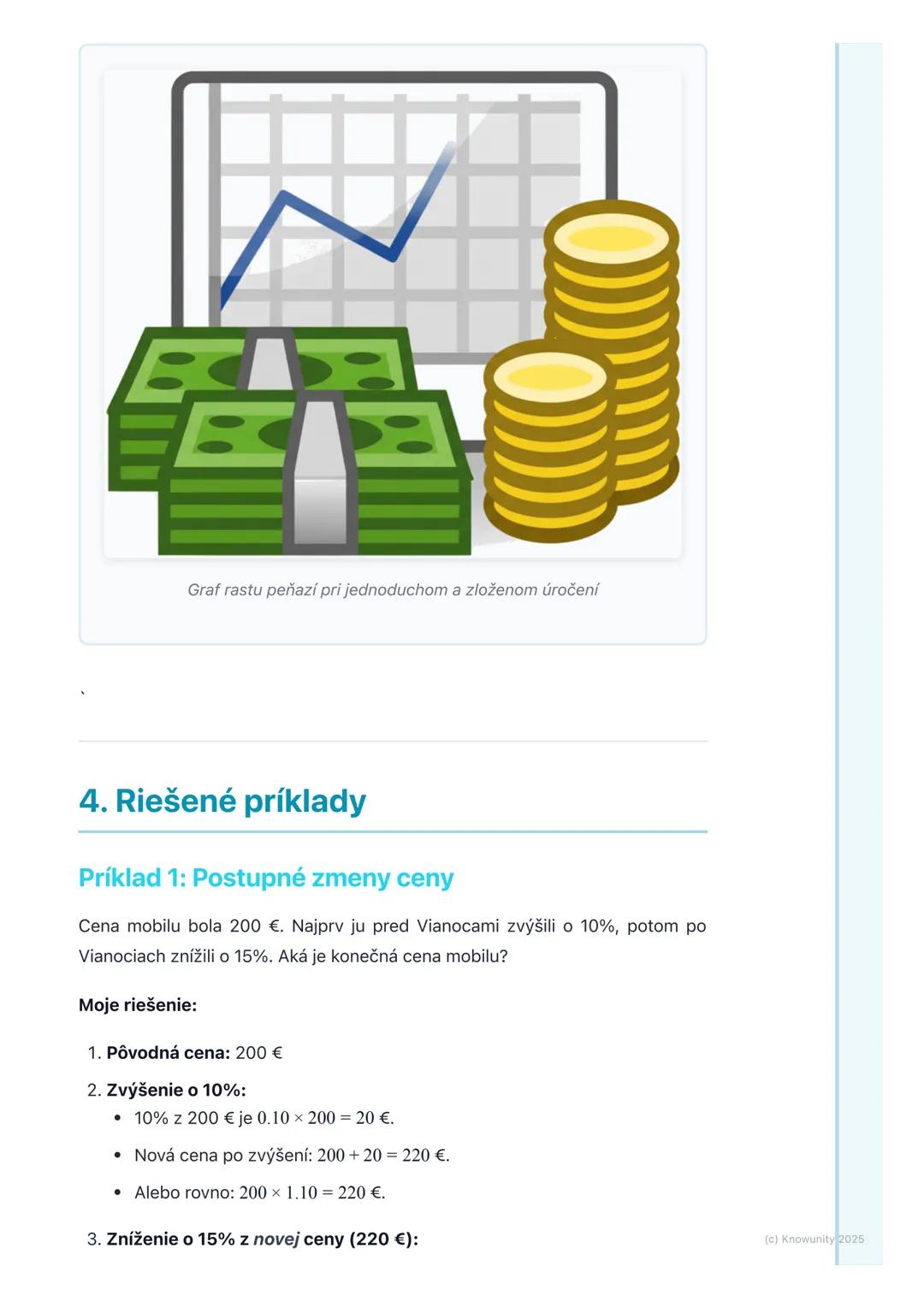 # Percentá a finančná
matematika

1. Prehľad a úvod

Takže, ideme sa pozrieť na percentá a finančnú matematiku. Je to dôležité,
lebo percent