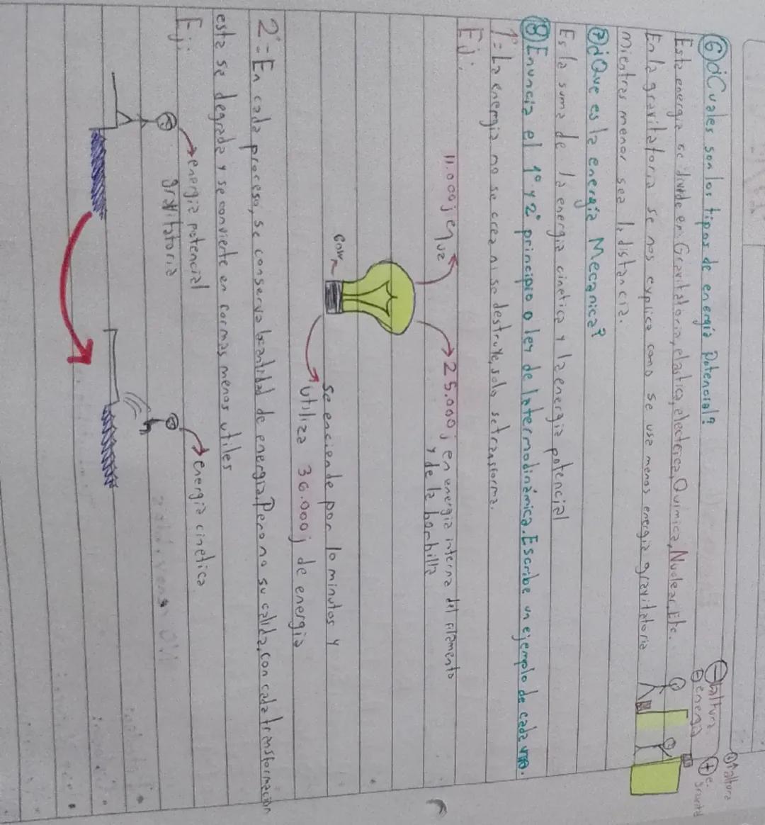# Energia (Pag. 17-26).

① Derine & concepto completo de energia. ¿Cual es so unided de medida?

La energia es la capactad pararealizar acci
