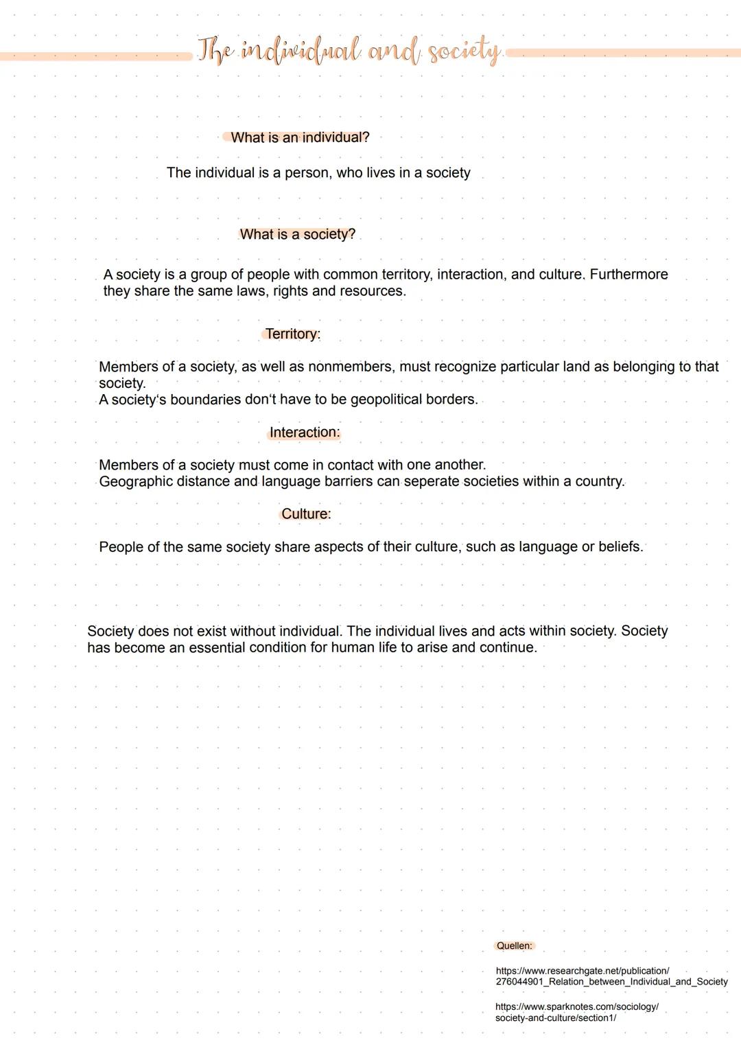 # The individual and society.

What is an individual?

The individual is a person, who lives in a society

What is a society?

A society is 