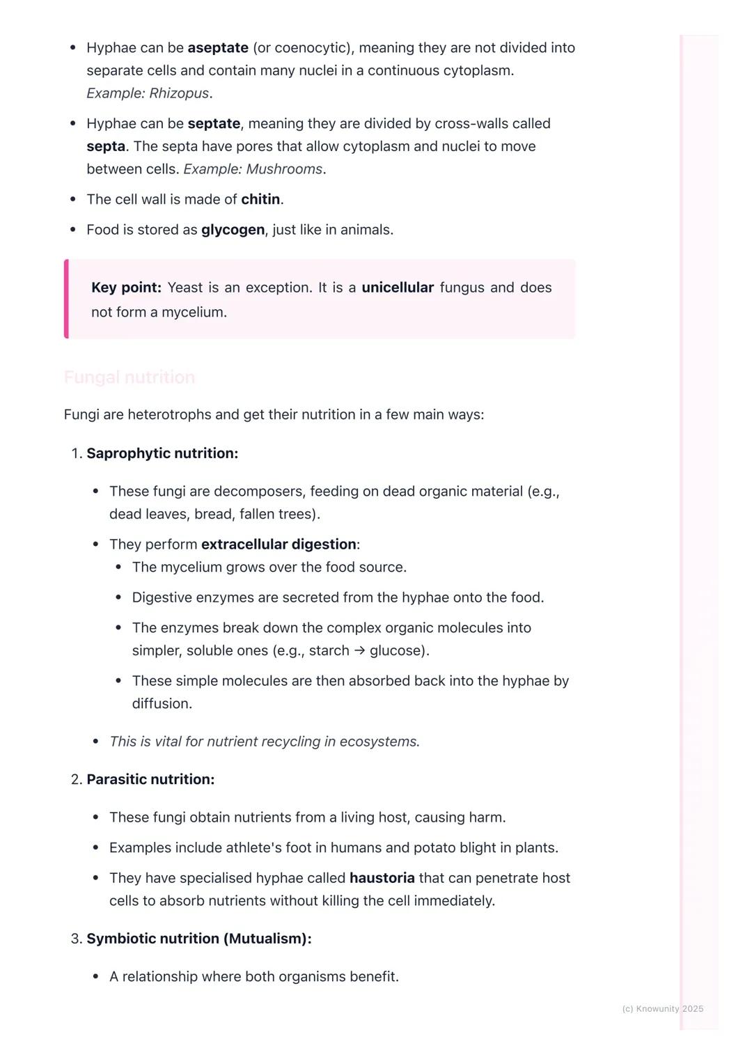 # Fungi

General characteristics of fungi

Fungi are a unique kingdom of organisms, separate from plants and animals.
They are eukaryotic, m