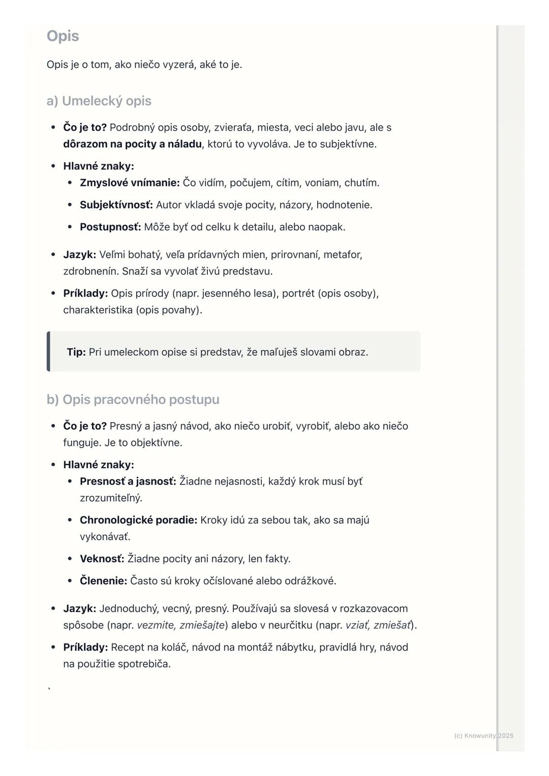 # Rozprávanie a opis

## 1. Prehľad a úvod

Takže, na slovenčine sa teraz učíme o rozprávaní a opise. Je to dôležité, lebo
tieto veci použív