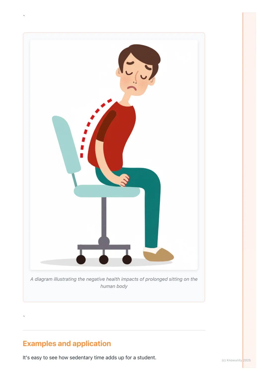 # Sedentary Behaviour and its
Impact

What is sedentary behaviour?

This is about any activity you do while sitting or lying down that doesn