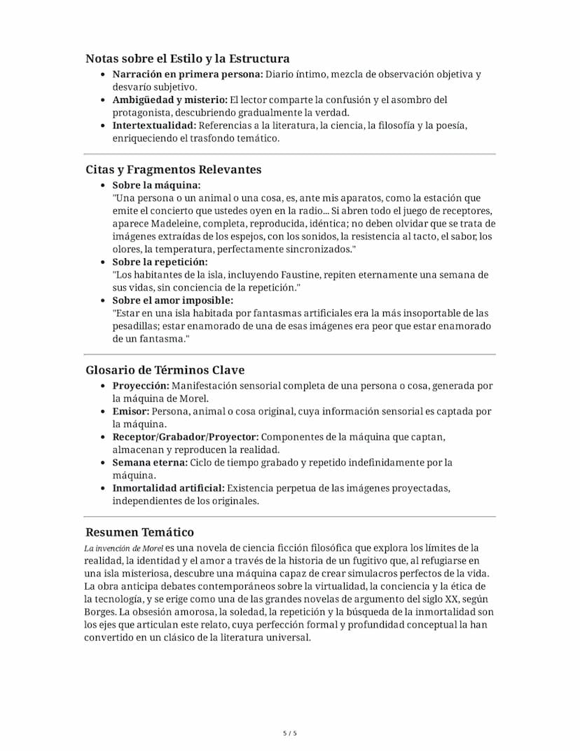 La invención de Morel - Resumen Detallado
Prólogo de Jorge Luis Borges
* Contexto literario: Borges introduce la novela destacando la difere