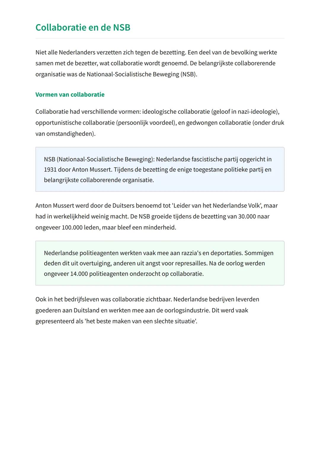 Nederland in de Tweede Wereldoorlog:
bezetting en verzet
De Duitse bezetting van Nederland en het Nederlandse verzet 1940-1945
Geschiedenis 