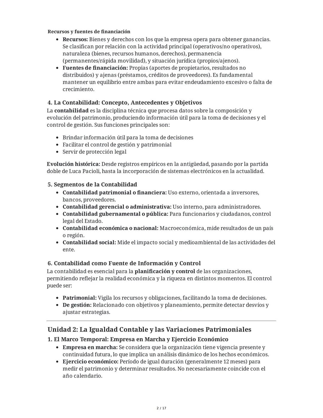 Fundamentos de Contabilidad - Resumen Integral
Unidad 1: Las Organizaciones y la Contabilidad como Fuente de
Información y Control
1. Concep