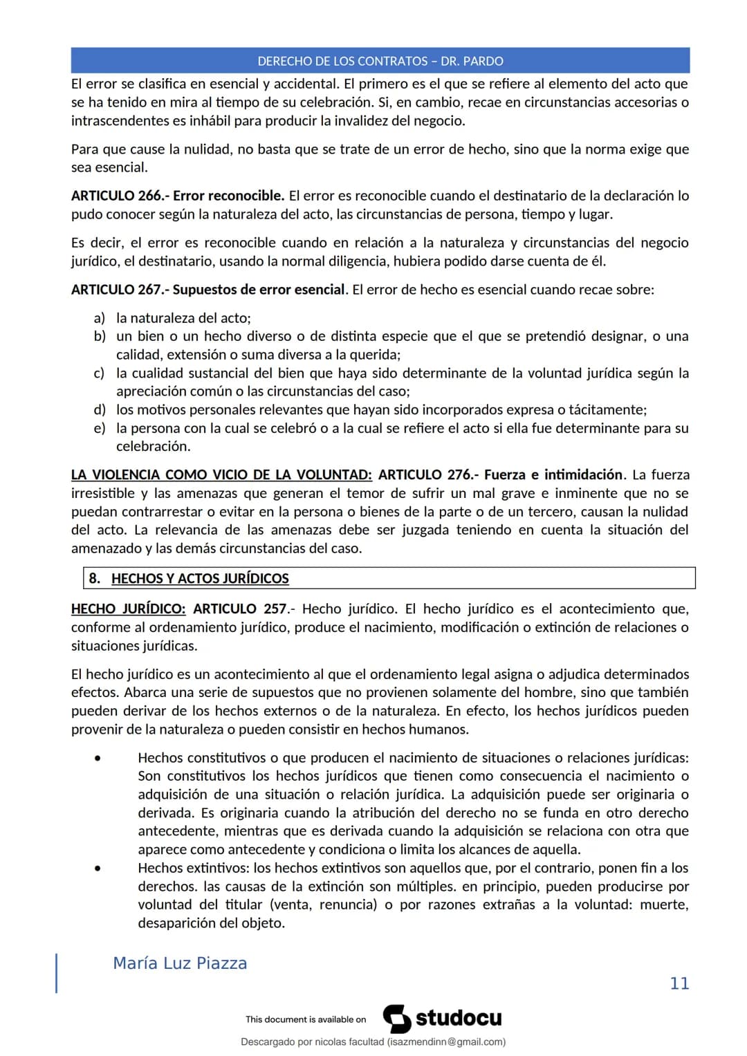 DERECHO DE LOS CONTRATOS - DR. PARDO
DERECHO FRANCÉS: el código francés tomó las enseñanzas de Pothier, contrato es una especie
particular d