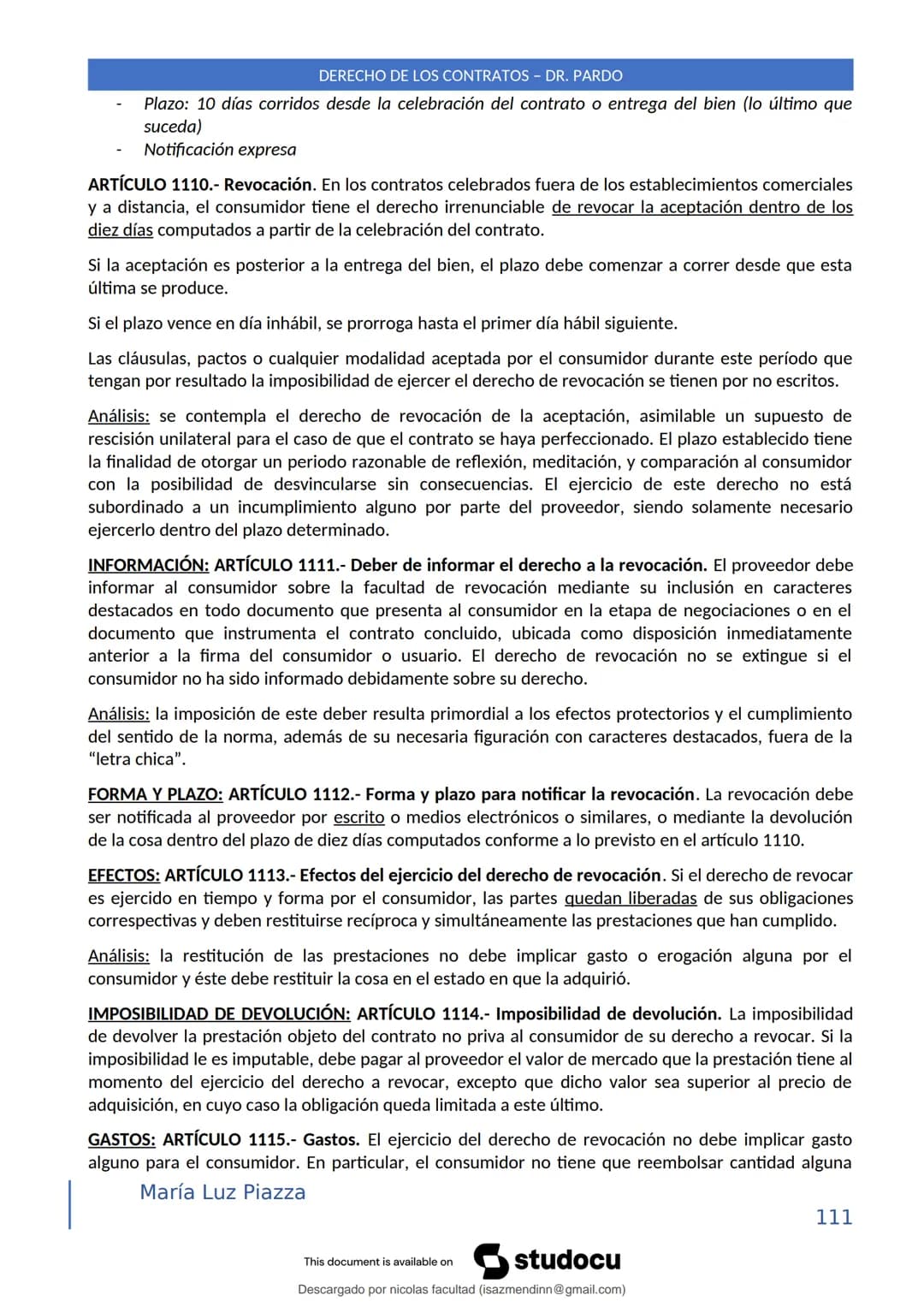DERECHO DE LOS CONTRATOS - DR. PARDO
DERECHO FRANCÉS: el código francés tomó las enseñanzas de Pothier, contrato es una especie
particular d