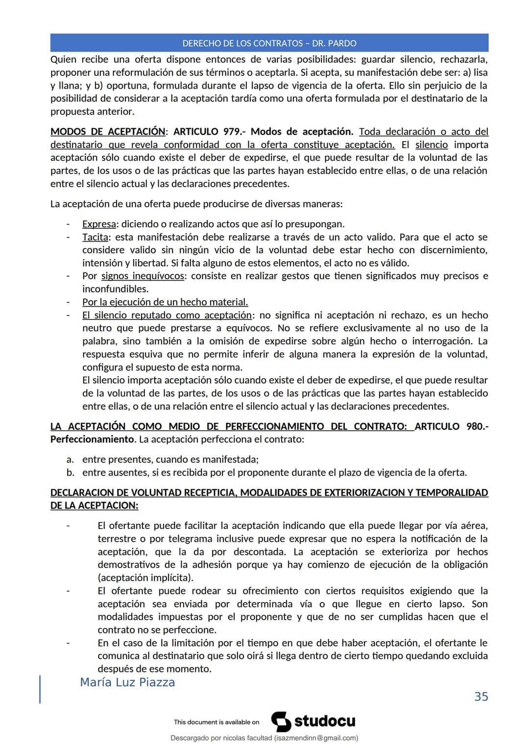 DERECHO DE LOS CONTRATOS - DR. PARDO
DERECHO FRANCÉS: el código francés tomó las enseñanzas de Pothier, contrato es una especie
particular d