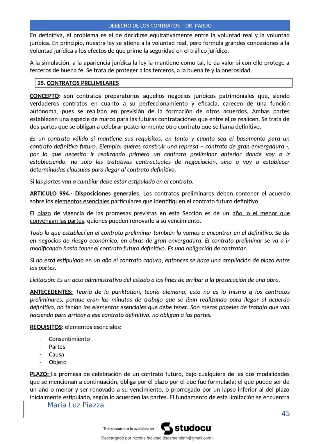 DERECHO DE LOS CONTRATOS - DR. PARDO
DERECHO FRANCÉS: el código francés tomó las enseñanzas de Pothier, contrato es una especie
particular d