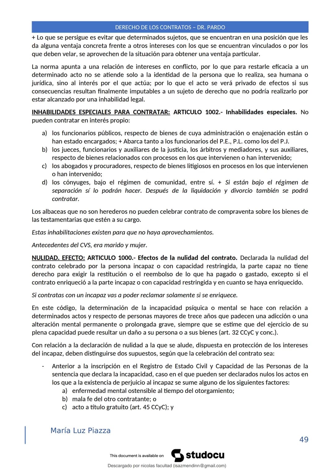 DERECHO DE LOS CONTRATOS - DR. PARDO
DERECHO FRANCÉS: el código francés tomó las enseñanzas de Pothier, contrato es una especie
particular d