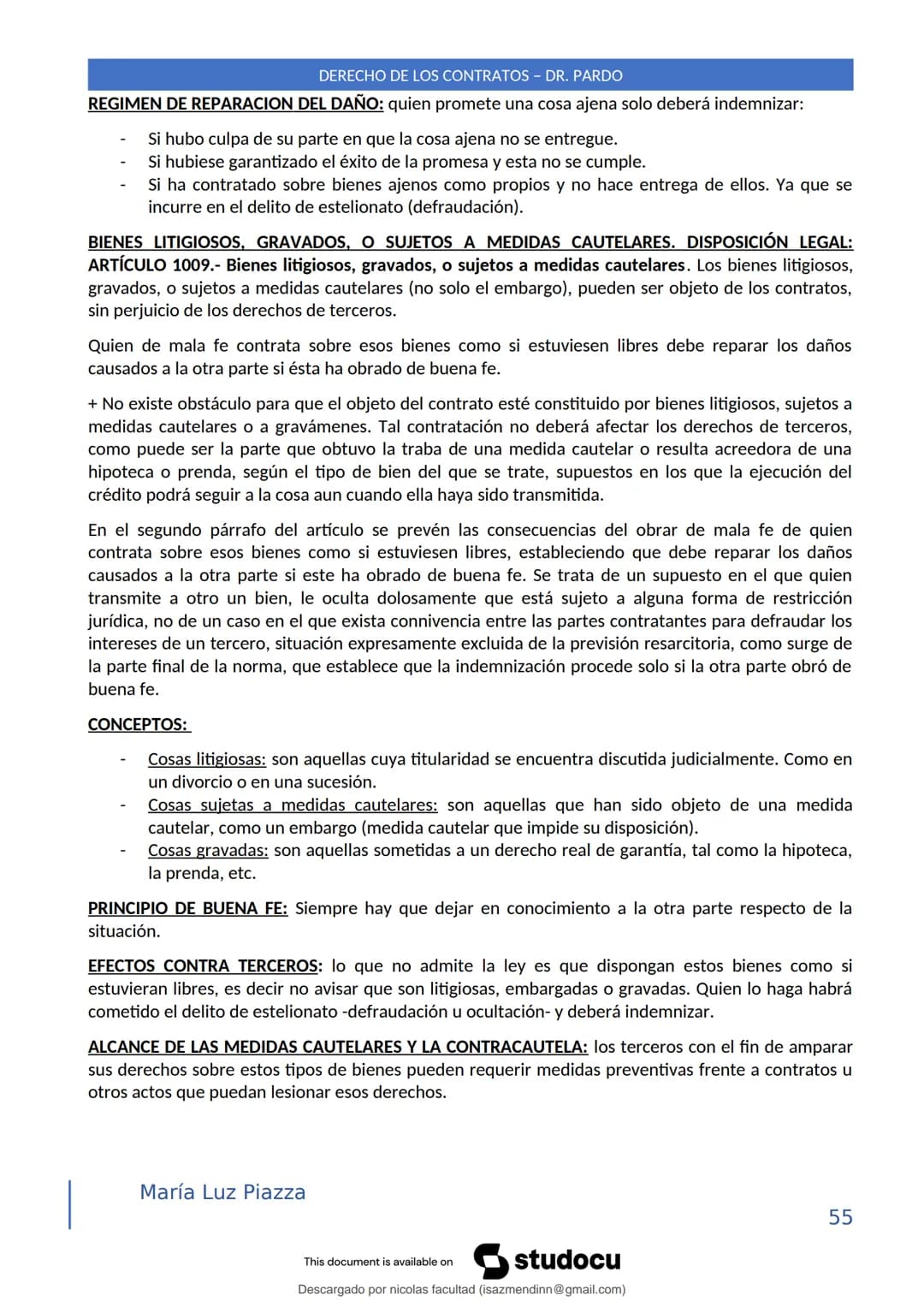DERECHO DE LOS CONTRATOS - DR. PARDO
DERECHO FRANCÉS: el código francés tomó las enseñanzas de Pothier, contrato es una especie
particular d