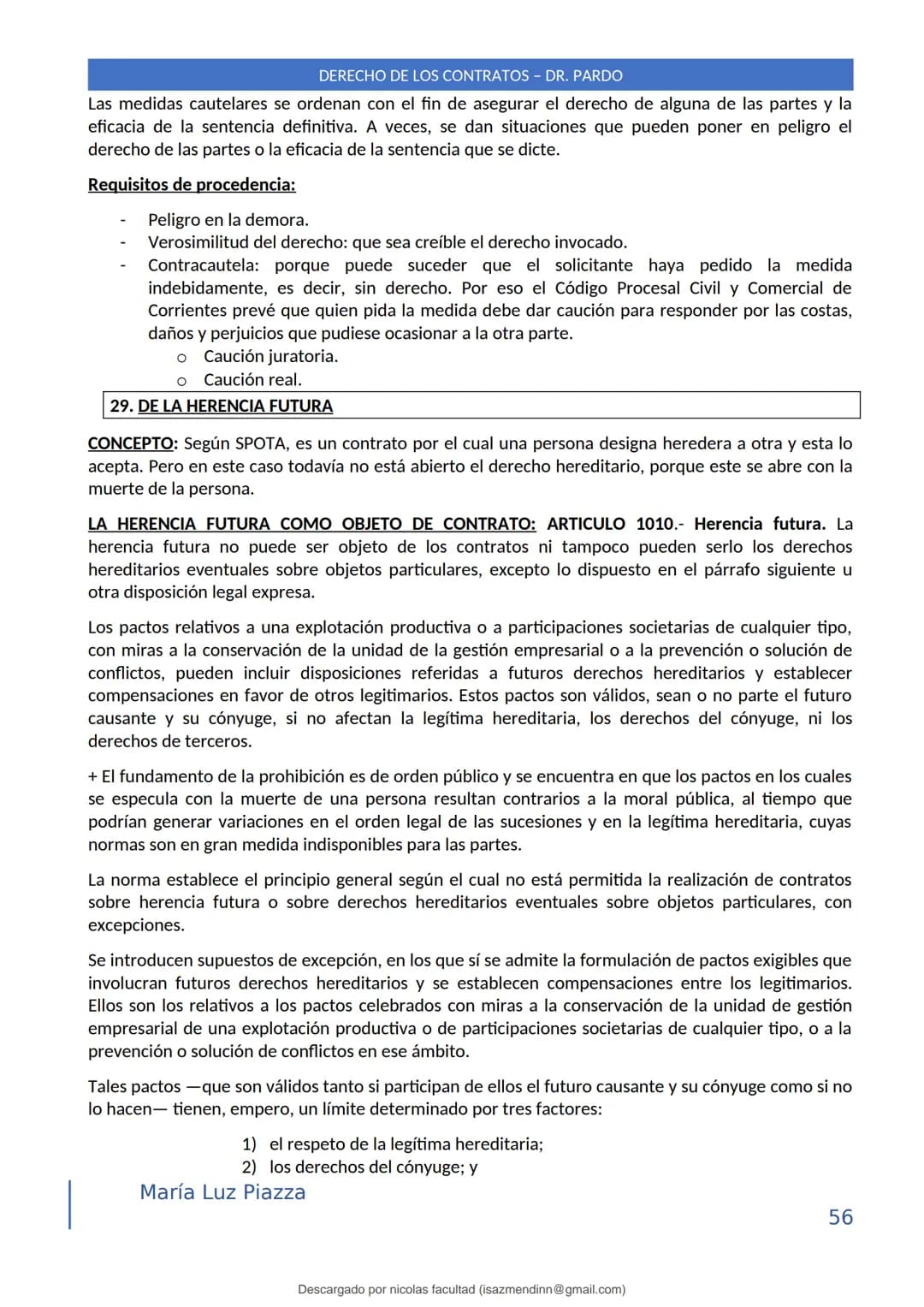 DERECHO DE LOS CONTRATOS - DR. PARDO
DERECHO FRANCÉS: el código francés tomó las enseñanzas de Pothier, contrato es una especie
particular d