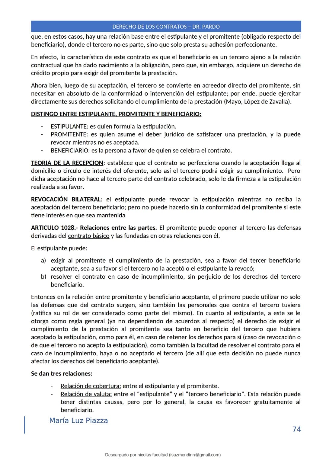 DERECHO DE LOS CONTRATOS - DR. PARDO
DERECHO FRANCÉS: el código francés tomó las enseñanzas de Pothier, contrato es una especie
particular d