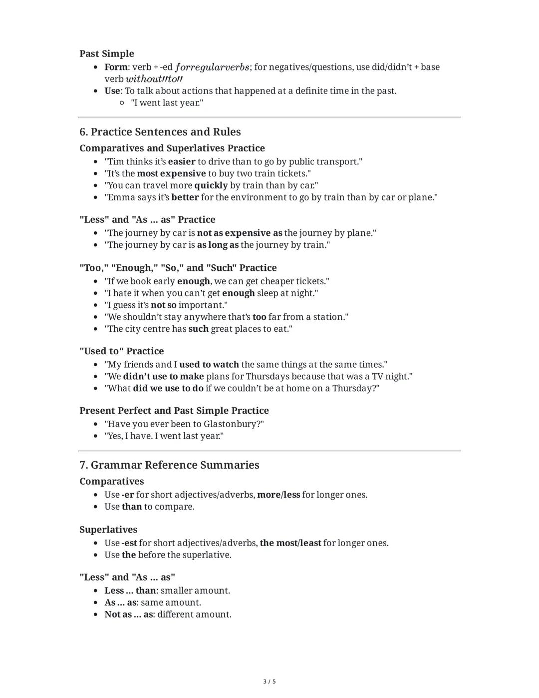 English Grammar Reference and Practice Summary
This summary covers key grammar points from the provided images, focusing on
comparatives and
