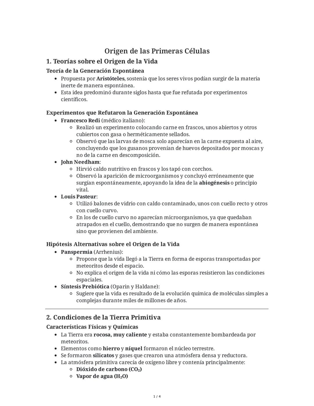 Origen de las Primeras Células