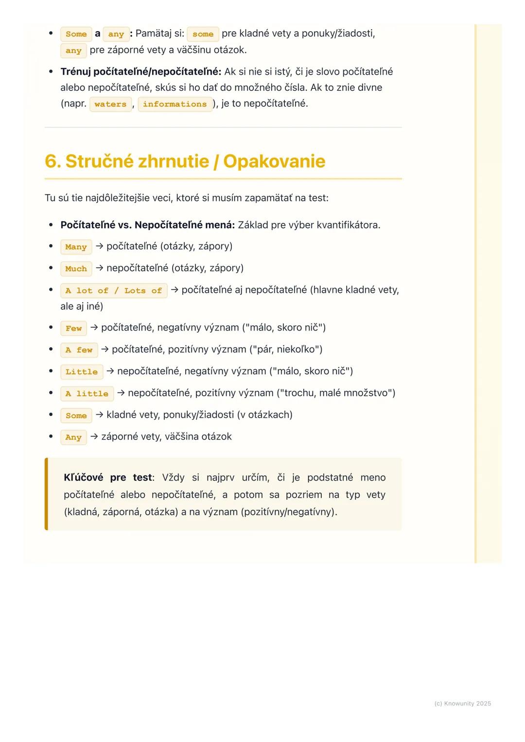 # Kvantifikátory (Quantifiers)

1. Prehľad / Úvod

Takže, dnes si zopakujeme a rozšírime vedomosti o kvantifikátoroch. To sú tie
slová, ktor