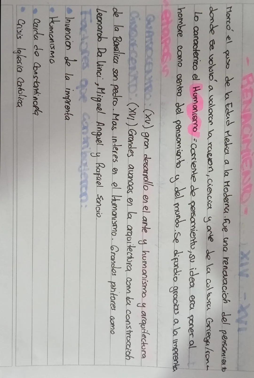 --- OCR Start ---
MI
Marcó el paso de la Edad Media a la Moderna. Fue una renovación del pensamiento
donde se voluró a valorar la racion, ci